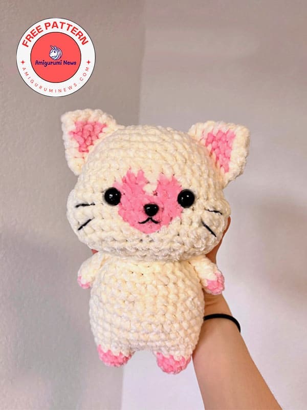Pink amigurumi cute cat free crochet pattern (2)