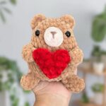 crochet teddy bear with heart