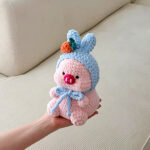 Sweet crochet pig with bunny hat free amigurumi pattern