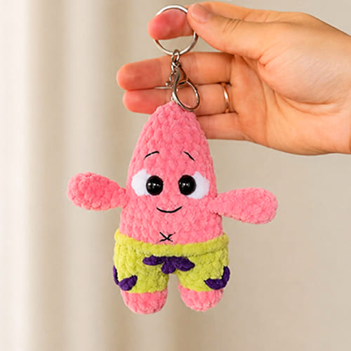 Free crochet patrick star keychain amigurumi pattern