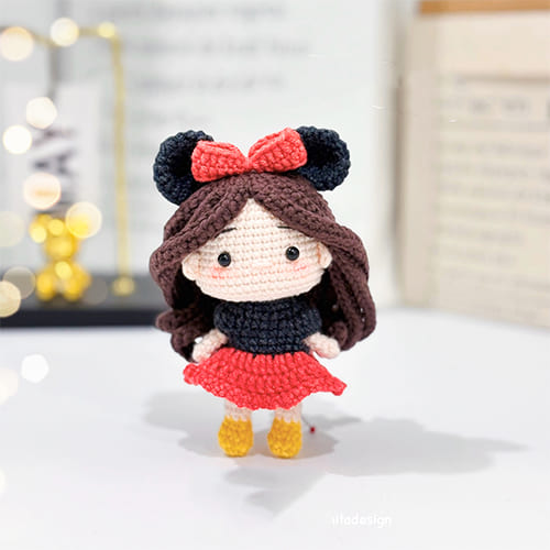 Minnie girl crochet doll amigurumi free pattern